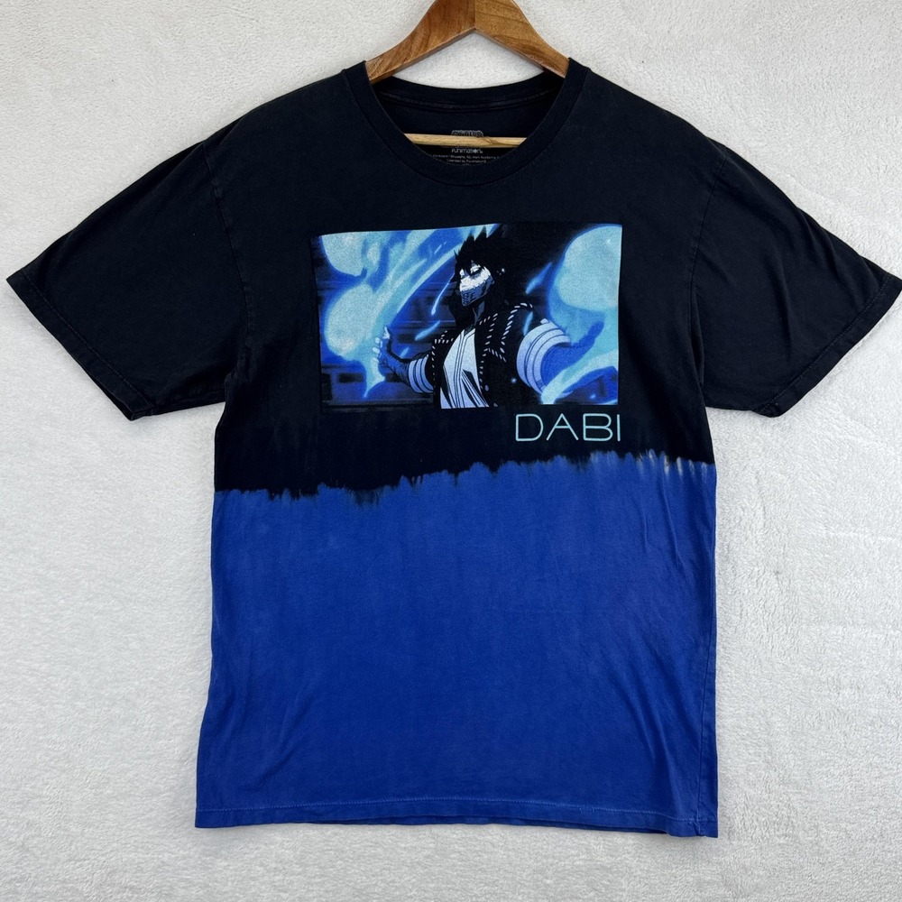 My Hero Academia‎ Dabi Shirt Mens Medium Black Blue Dip Dye Graphic Anime Tee